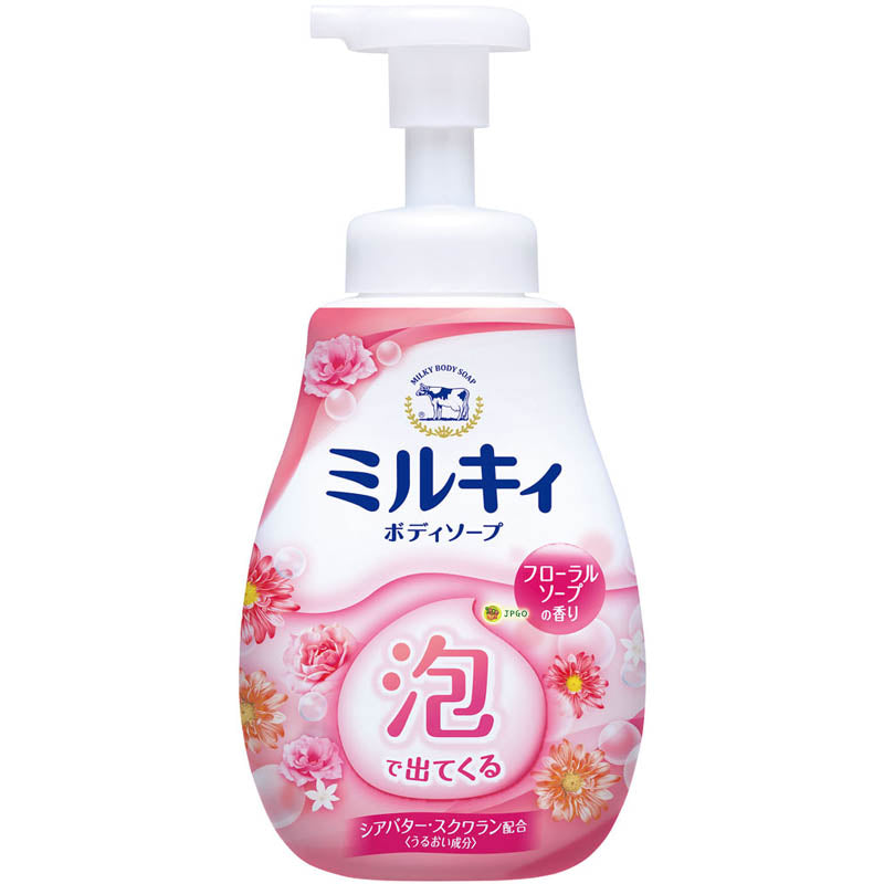 COW Milky Foaming Body Soap- Flora Fragrance (600ml) 牛乳石鹸 泡で出てくる ミルキィ  ボディソープ フローラルソープの香り ポンプ