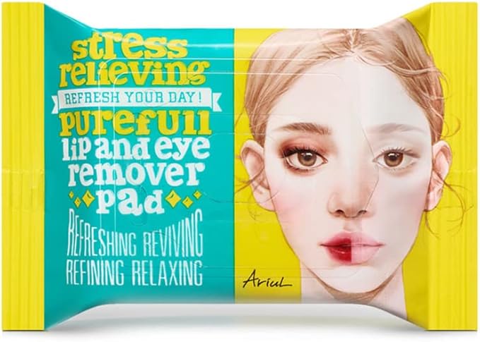 ARIUL Stress Relieving Purefull Lip and Eye Remover Pad (30 sheets)아리얼 스트레스 릴리빙 클렌징티슈