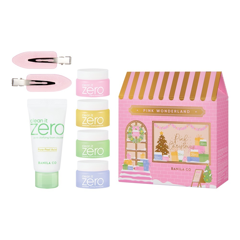 BANILA CO. Clean It Zero Pink Wonderland Special Edition (Cleansing Balm Original 7ml, Cleansing Balm Pore Clarifying 7ml, Cleansing Balm Calming 7ml, Cleansing Balm Nourishing 7ml, Foam Cleanser Pore Clarifying 30ml, Back Stage Hairpin Set 2 pcs)