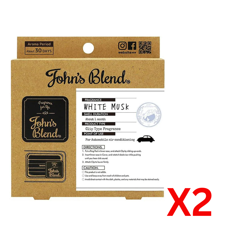 ((BOGO FREE)) JOHN'S BLEND Clip Air Freshner for Car- Musk Blossom (1 Clip + 1 refilll)